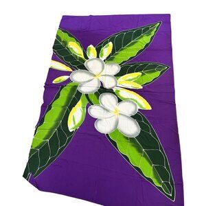 Womens Purple Floral Sarong Wrap Dress Beach Covern Up Pareo Island
